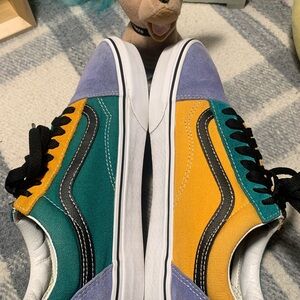 Women’s Size 9.5 VANS Old Skool Shoes Multi-Color Suede & Canvas Very Clean